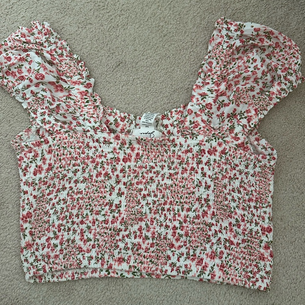 Marshalls Pink Floral Blouse with Ruffle Sleeves - Picture 2 of 2